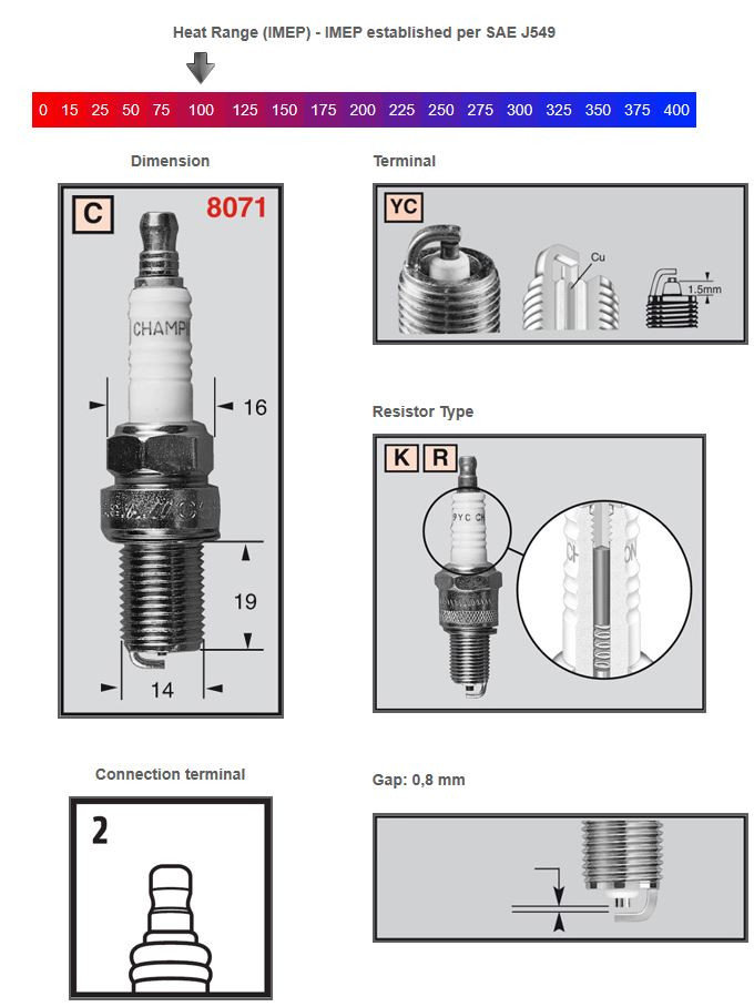 Champion Tändstift RC7YC3 - Tändstift och tändhatt - D448743 - 1