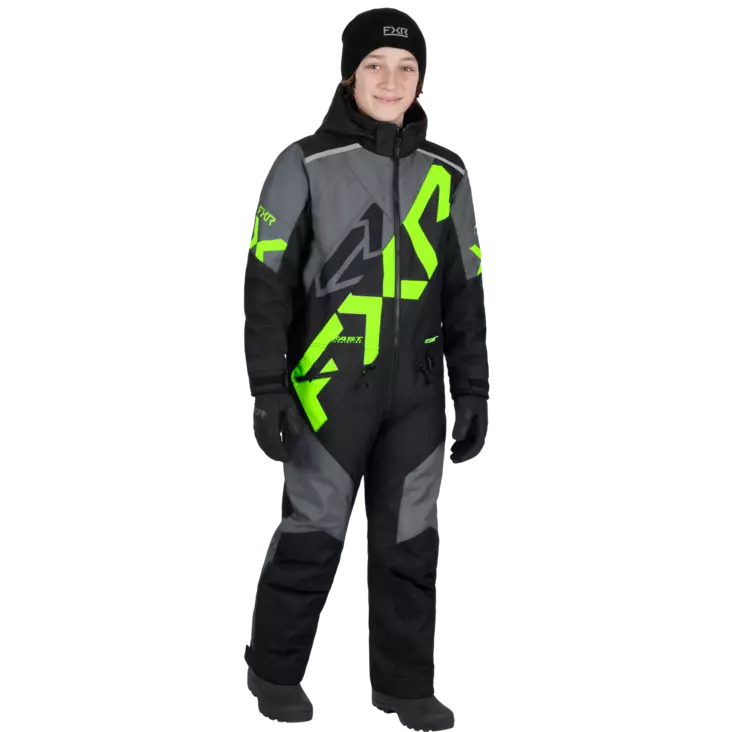 FXR Youth Cold Cross CX Monosuit - Black/Charcoal/Lime - Skoterkläder barn - 61107 - 1
