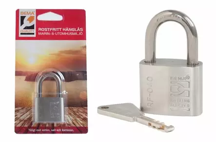BEMA QUALITY HÄNGLÅS RF-040 OKLASS. ROSTFRITT 1-PACK - Lås och säkerhet - D87198 - 1