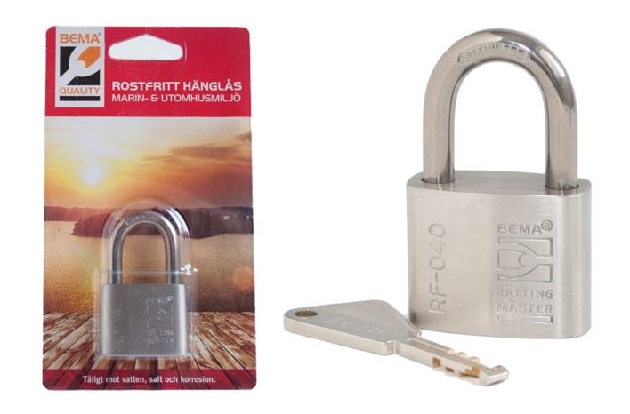 BEMA QUALITY HÄNGLÅS RF-040 OKLASS. ROSTFRITT 1-PACK - Lås och säkerhet - D87198 - 1
