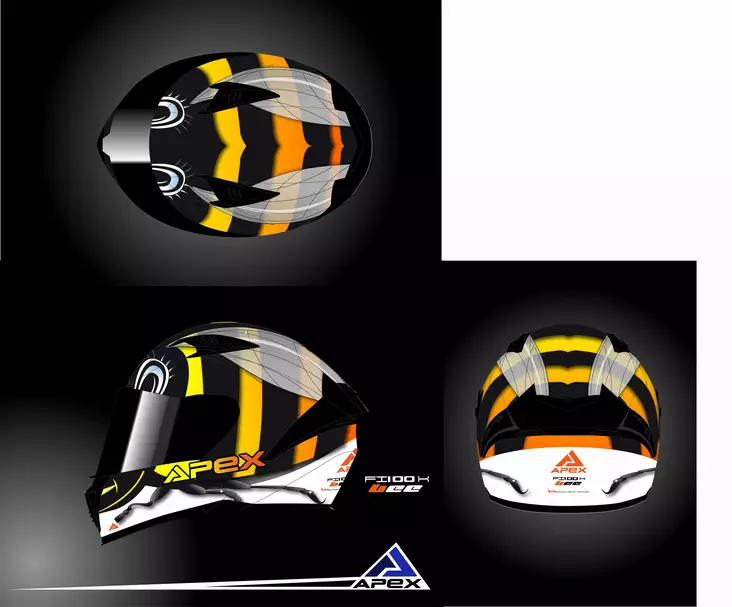 APEX Hjälm FI100 Bee glansig svart JNR - Juniorhjälmar - D488438 - 1